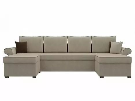 Диван п-образный Милфорд Микровельвет Бежевый