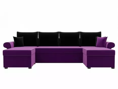 Диван п-образный Милфорд Микровельвет Фиолетовый Черный