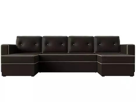 Диван п-образный Принстон Экокожа Коричневый