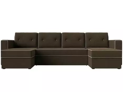 П-образный диван Принстон Рогожка Коричневый