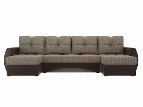 П-образный диван Сатурн Корфу Экокожа Коричневый