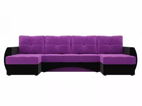 Диван п-образный Сатурн Микровельвет Фиолетовый Чёрный