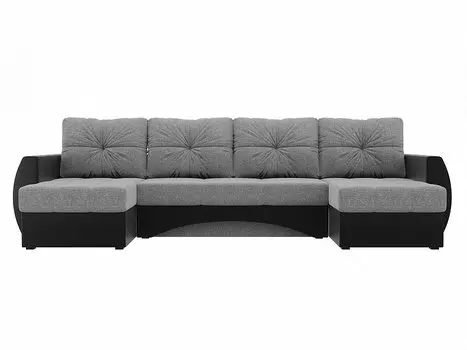 П-образный диван Сатурн Рогожка Серый/Черный