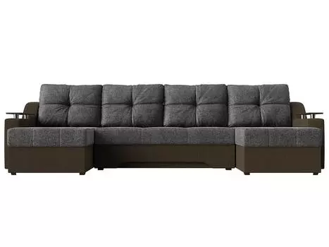 П-образный диван Сенатор Рогожка Серый/Коричневый