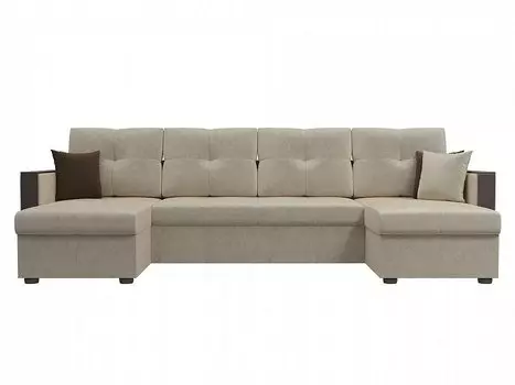 П-образный диван Валенсия Микровельвет Бежевый