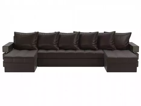 Диван п-образный Венеция Экокожа Коричневый