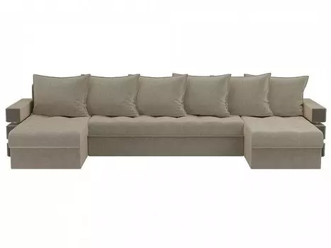 Диван п-образный Венеция Микровельвет Бежевый