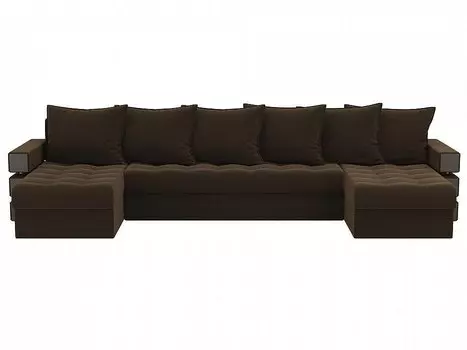 Диван п-образный Венеция Микровельвет Коричневый