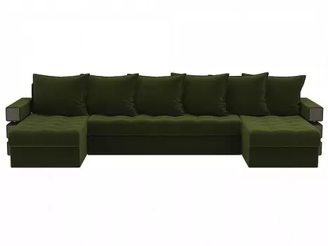 Диван п-образный Венеция Микровельвет Зеленый