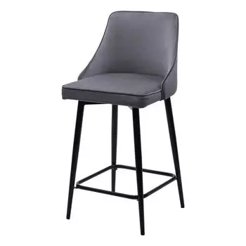 Полубарный стул ПАРКЕР 360 град. поворот. H-14 Серый, велюр / черный каркас