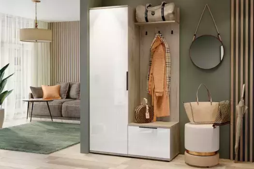 Прихожая Альянс 2 Белый глянец/Дуб Крафт 1180*2042*433