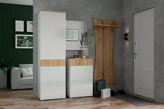 Прихожая Куба Сонома Белый Глянец 1860*1995*385