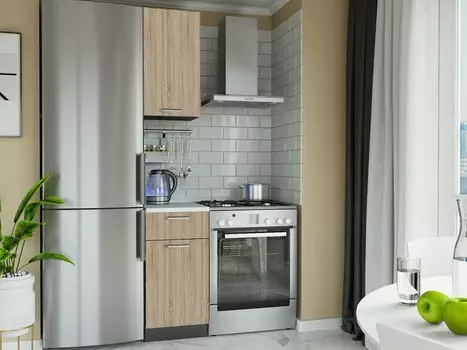 Прямая кухня Брауни-06 Дуб сонома ( столешница 27мм, Антарес)