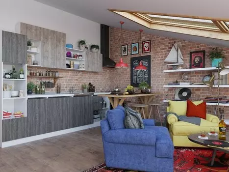 Прямая кухня Куба-02 Боб пайн/Чёрный ясень