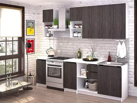 Прямая кухня Куба-05 Черный ясень