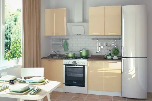 Прямая кухня Логика-01 Ваниль глянец