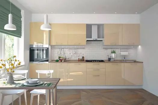 Прямая кухня Логика-02 Ваниль глянец