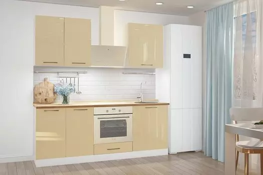 Прямая кухня Логика-03 Ваниль глянец