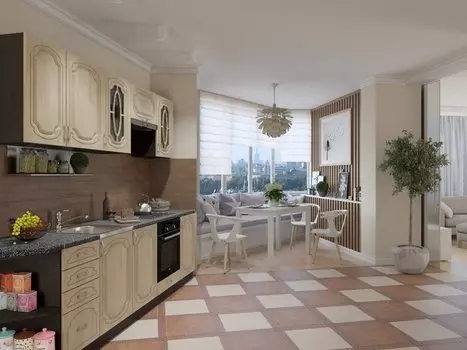 Прямая кухня Настя-01 Берёза