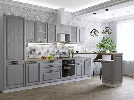 Прямая кухня Ницца-02 Дуб серый