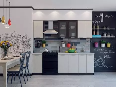 Прямая кухня Ривьера-01 Венге/ Дуб млечный