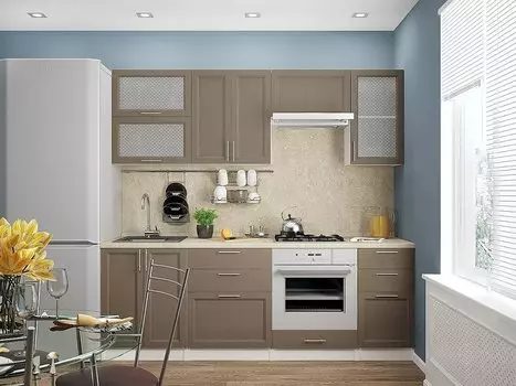 Прямая кухня Сканди-02 Cappuccino Wood/ Белый