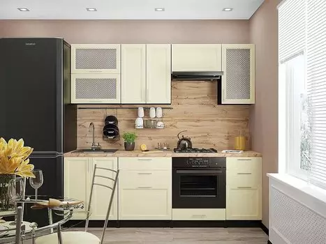 Прямая кухня Сканди-02 Ivory Wood/ Венге