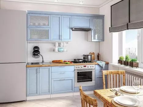 Прямая кухня Сканди-02 Sky Wood/ Белый