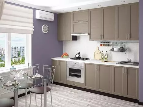 Прямая кухня Сканди-03 Cappuccino Wood/ Венге