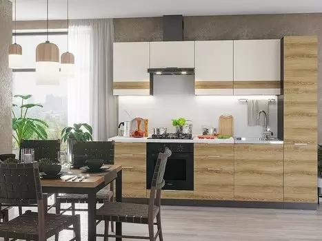 Прямая кухня Терра-02 Ваниль Софт/Ель Карпатская 2140*2600*600