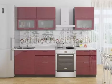 Прямая кухня Валерия-М-01 Бордовый глянец