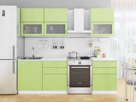 Прямая кухня Валерия-М-01 Салатовый глянец