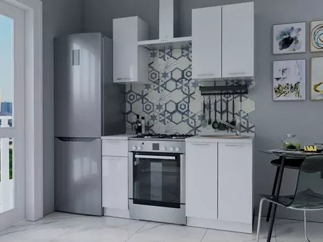 Прямая кухня Валерия-М-12 Белый глянец/Белый