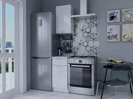 Прямая кухня Валерия-М-14 Белый глянец/Белый