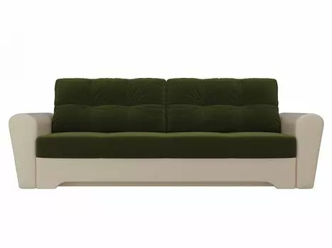 Диван прямой Амстердам Микровельвет Зеленый Бежевый