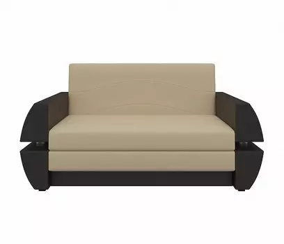 Прямой диван Атлант мини Т Экокожа Бежевый/Коричневый