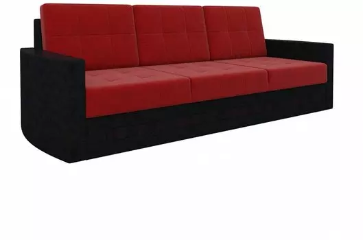 Прямой диван Белла Микровельвет красный/черный