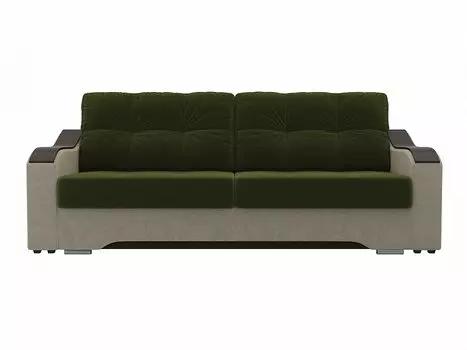 Прямой диван Браун Микровельвет Зеленый/Бежевый