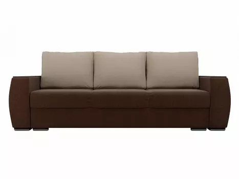 Прямой диван Брион Рогожка Коричневый Бежевые подушки