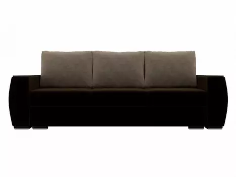 Прямой диван Брион Велюр Коричневый Бежевые подушки