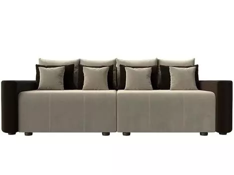 Диван прямой Бристоль Микровельвет Бежевый Коричневый