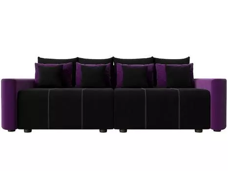 Прямой диван Бристоль Микровельвет Черный/Фиолетовый