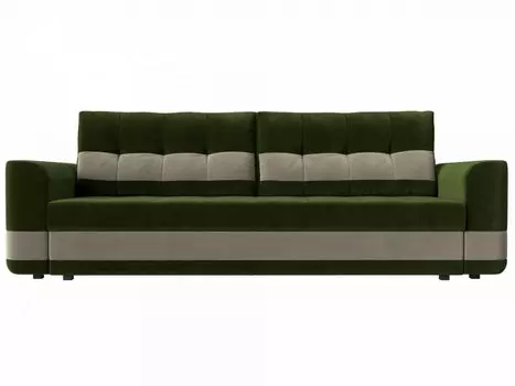 Диван прямой Честер Микровельвет Зеленый Бежевый