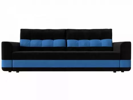 Диван прямой Честер Велюр Черный Голубой