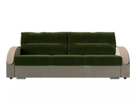 Прямой диван Дарси Микровельвет Зеленый/Бежевый