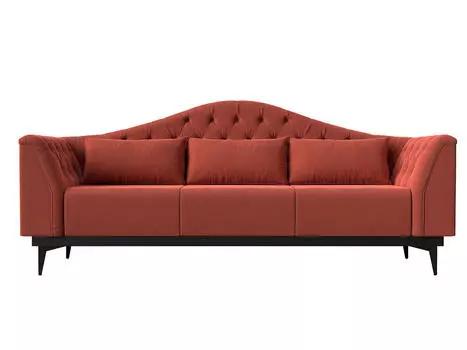 Прямой диван Флорида микровельвет коралловый