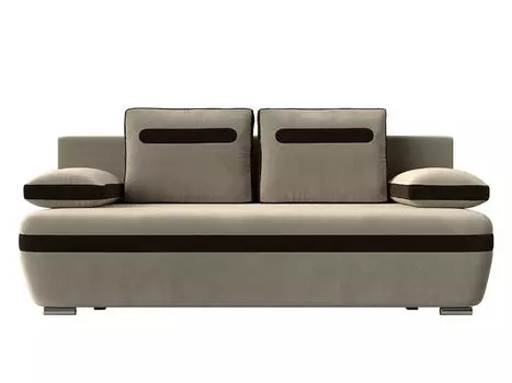 Диван прямой Каир Микровельвет Бежевый Коричневый