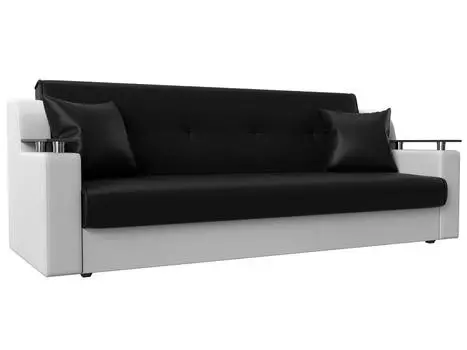 Прямой диван книжка Сенатор Экокожа Чёрный/Белый