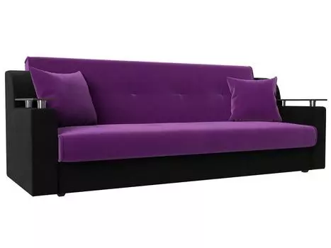 Прямой диван книжка Сенатор Микровельвет Фиолетовый/Чёрный