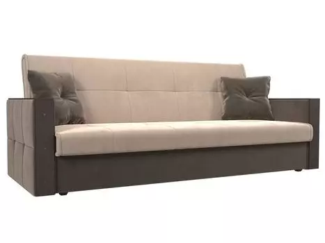 Прямой диван книжка Валенсия Велюр Бежевый/Коричневый